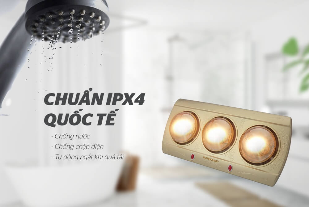 Đèn sưởi nhà tắm Sunhouse SHD3813 chuẩn IPX4