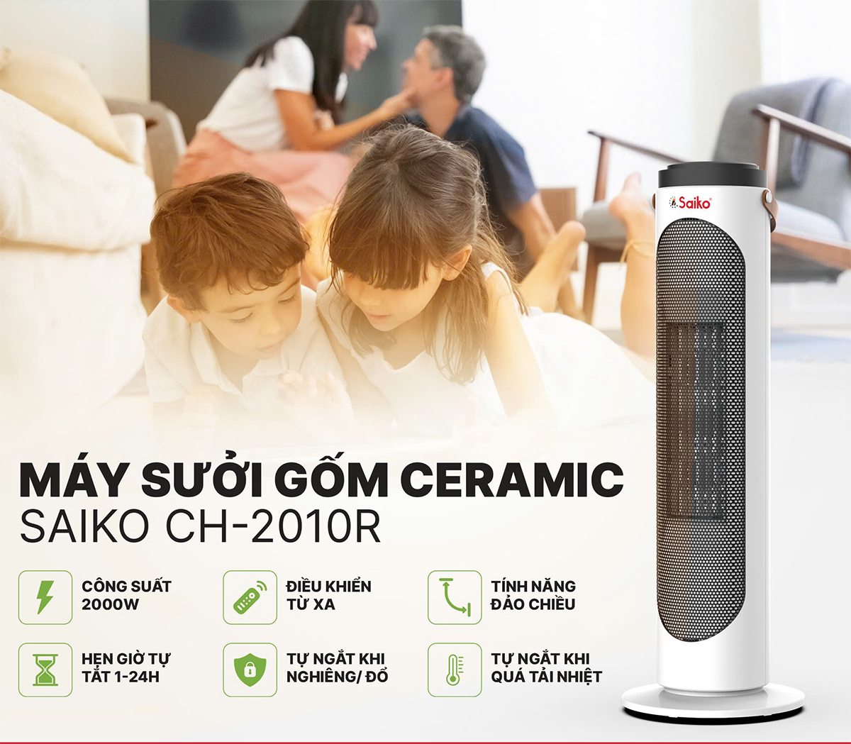 Máy sưởi gốm Ceramic Saiko CH 2010R