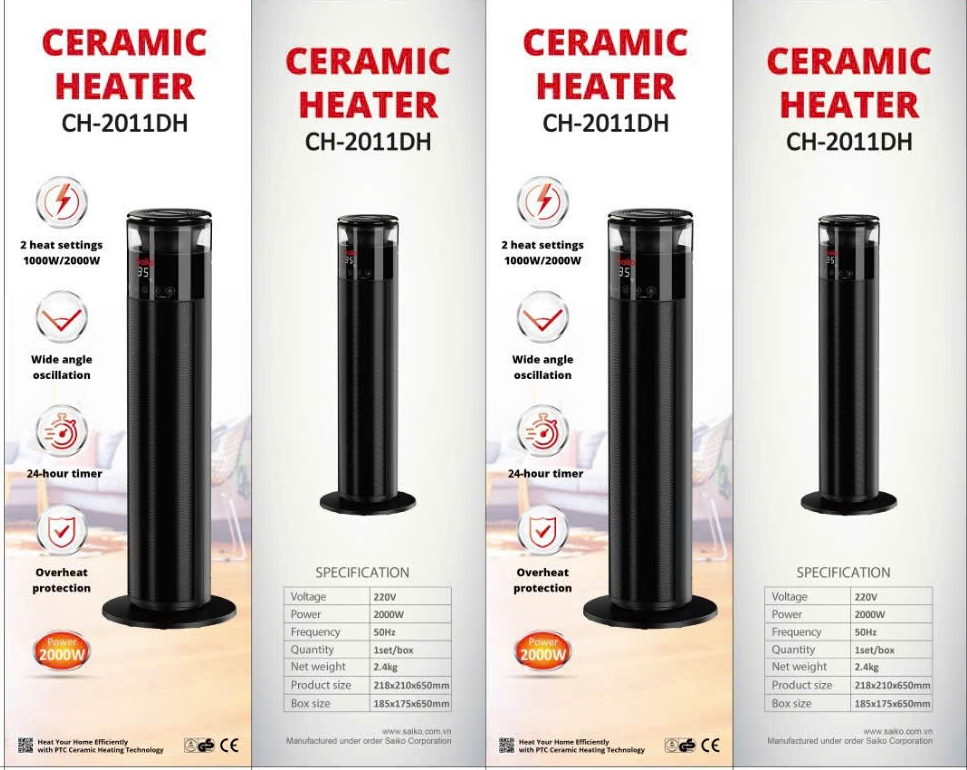 Máy sưởi gốm Ceramic Saiko CH 2011DH