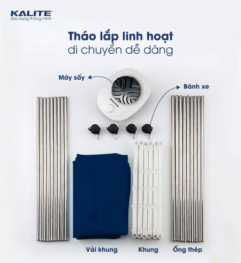 Máy sấy quần áo Kalite KL6880 dễ tháo lắp