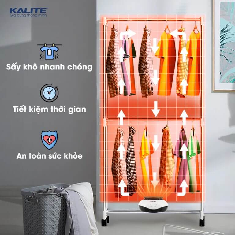 Máy sấy quần áo Kalite KL6880 sấy khô nhanh chóng