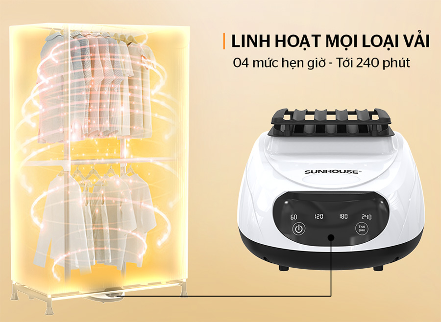 tủ sấy quần áo Sunhouse 2706 tại Hà nội thiết kế gọn gàng